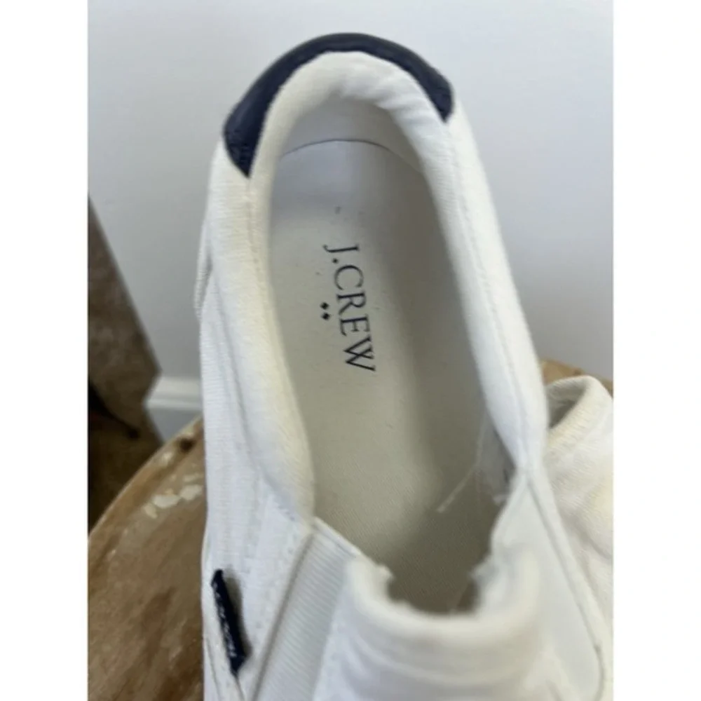 J.‎ Crew Factory Men's Canvas Slip-On Sneakers Sz 9.5 in White